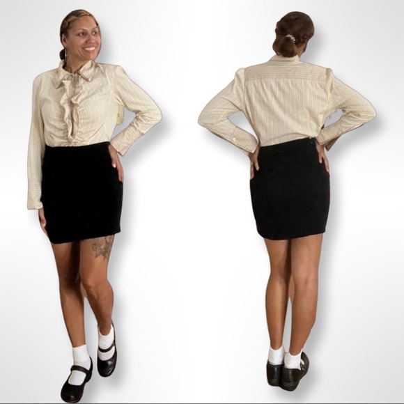 VTG  Pinstripe brown ruffle front hook and loop closing silk edge Ham detail - Picture 4 of 15